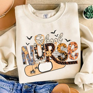 Retro Nurse Spooky Halloween Sublimation Shirt Png Files, Nurse Halloween Png, Nursing Png, Instant Download, Halloween Nursing Sublimation