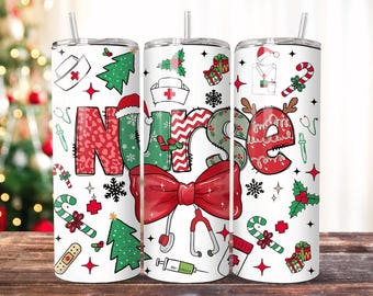 Coquette Nurse Tumbler Wrap 20 oz Skinny Tumbler Nurse Sublimation Design Digital Download Nurse Life RN Tumbler PNG