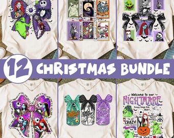 Nightmare Before Christmas Halloween Bundle PNG Jack Skellington & Sally Spooky Season Clipart, Oogie Boogie Trick Or Treat Digital Download