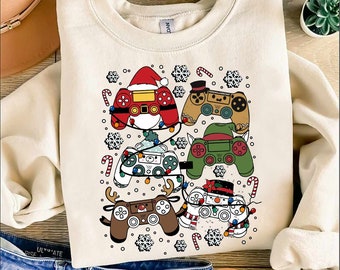 Game Controller Christmas png sublimation design download,Gamer Holiday Design, Gamer Xmas Png, Festive Gamer Png, Gamer Santa Png