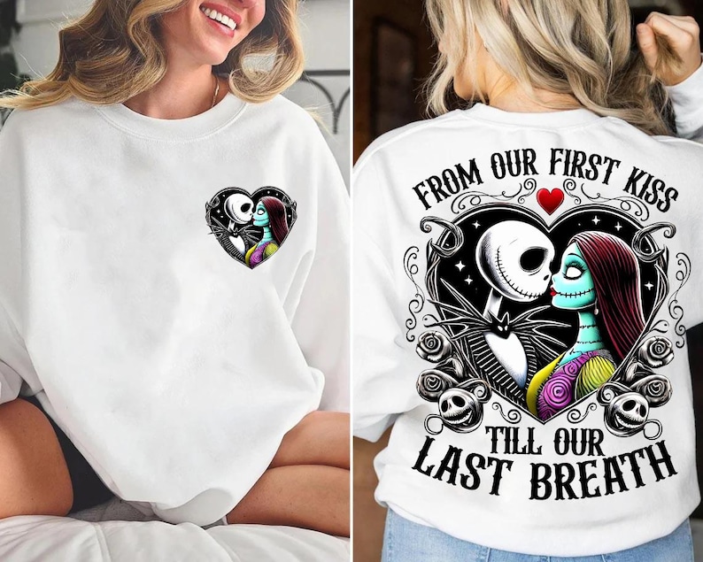 a woman wearing a white shirt with a skeleton on it