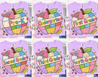 Back To School Apple Patchwork Shirt Designs (Digital Download)