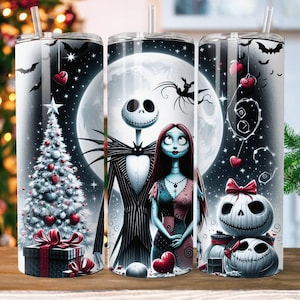 Nightmare Before Christamass 20Oz Tumbler Wrap Png Jack And Sally Tumbler Sublimation Design Happy Valentine Day Tumbler Wrap