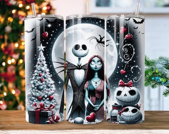 Nightmare Before Christamass 20Oz Tumbler Wrap Png Jack And Sally Tumbler Sublimation Design Happy Valentine Day Tumbler Wrap