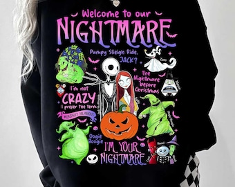 Nightmare Before Christmas Halloween Cartoon PNG , Jack Skellington Trick Or Treat Clipart, Spooky Season TRending Halloween Shirt Png