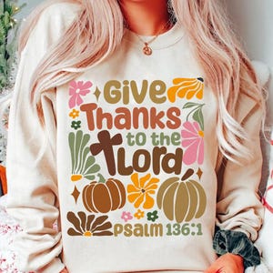 Give Thanks To The Lord Png, Fall Thanksgiving PNG, Retro Fall Png, Bible Verse Png, Boho Floral Christian Png, Dalmatian Dots