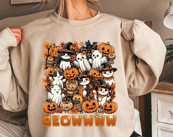 Halloween Pumpkin Ghost Cat Shirt Png, Spooky Season Png, Halloween Png, Cute Halloween Png, Halloween Cat Png, Cat Lover Png, Pumpkin Png