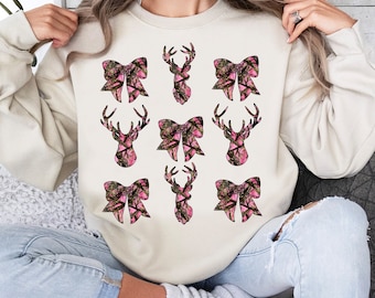 Deer Hunt Camo Coquette Bow PNG, Pink Camo (Digital Download)