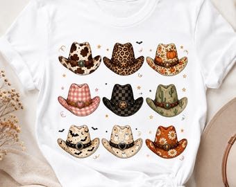 Cowboy Hat PNG Bundle, Western Fall Shirt Designs