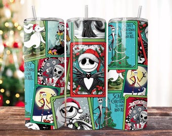 Nightmare Tumbler Wrap Png, Christmas Tumbler PNG, Jack Skellington 20Oz Tumbler Wrap Skinny Tumbler, Sublimation Design
