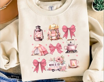 Camping PNG Sublimation,  Coquette Camping Png Camping Clipart, Summer PNG Designs, Trendy Aesthetic Shirt Design Camping Girl Shirt Png