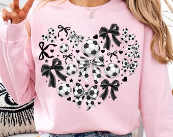 Coquette Soccer Bow PNG, Game Day Soccer Mama Sublimation, Retro Fall Sports PNG for Trendy Mom Shirt Design
