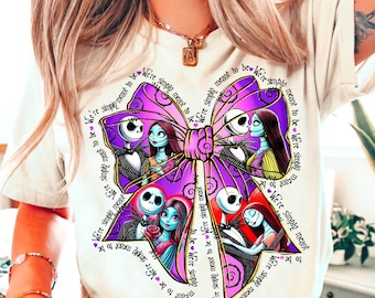 Nightmare Before Christmas Valentine Couple PNG, Coquette Bow Jack and Sally Sublimation Design for Horror Shirts