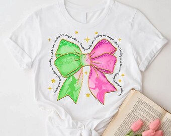 Wicked Defy Gravity Glitter Coquette Bow PNG, Change for Good Wizard of Oz Design, Pink and Green Witch Sublimation Design