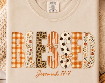 Blessed Christian Fall Floral PNG, Jeremiah 17:7 Autumn Faith Graphic (Digital Download)
