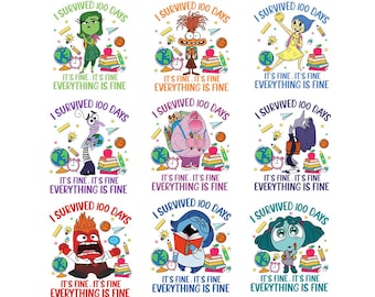 Celebrate 100th Day of School PNG, Teacher and Student Cartoon Sublimation Bundle for Back to School Designs Png Digital Download