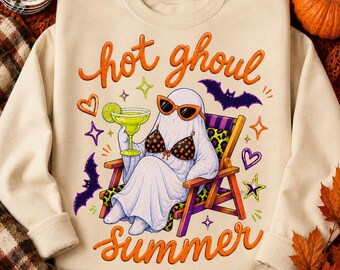 Hot Ghoul Summer PNG, Summerween Ghost Shirt Design