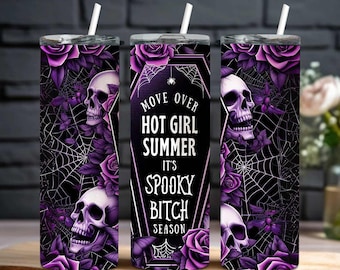 Spooky Season Tumbler Design, Skull, Roses (Digital Download PNG)