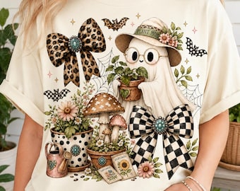 Plant Mom Ghost PNG, Boho Halloween Plant Lover Shirt Design