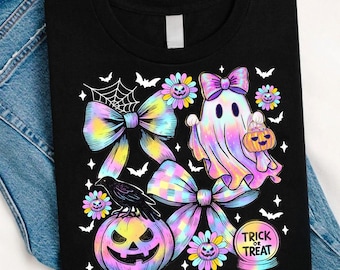 Vintage Floral Halloween Ghost PNG, Retro Checkered Pumpkin Bow Sublimation, Witchy Spooky Season Preppy Fall Art