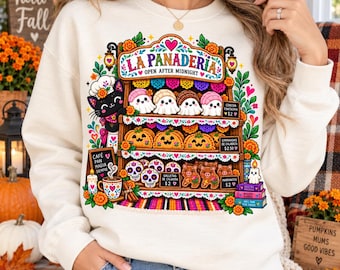 Spooky Pan Dulce PNG, Mexican Halloween Bakery Design, Concha Ghost Empanada Graphic, La Panaderia Sublimation PNG
