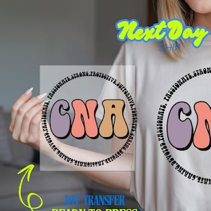 Empowered CNA DTF Transfer – Retro Nurse Graphic Ready to Press Heat Design