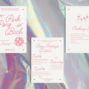 PINK PONY BACH digital invitation, pink western Nashville theme bachelorette invitation
