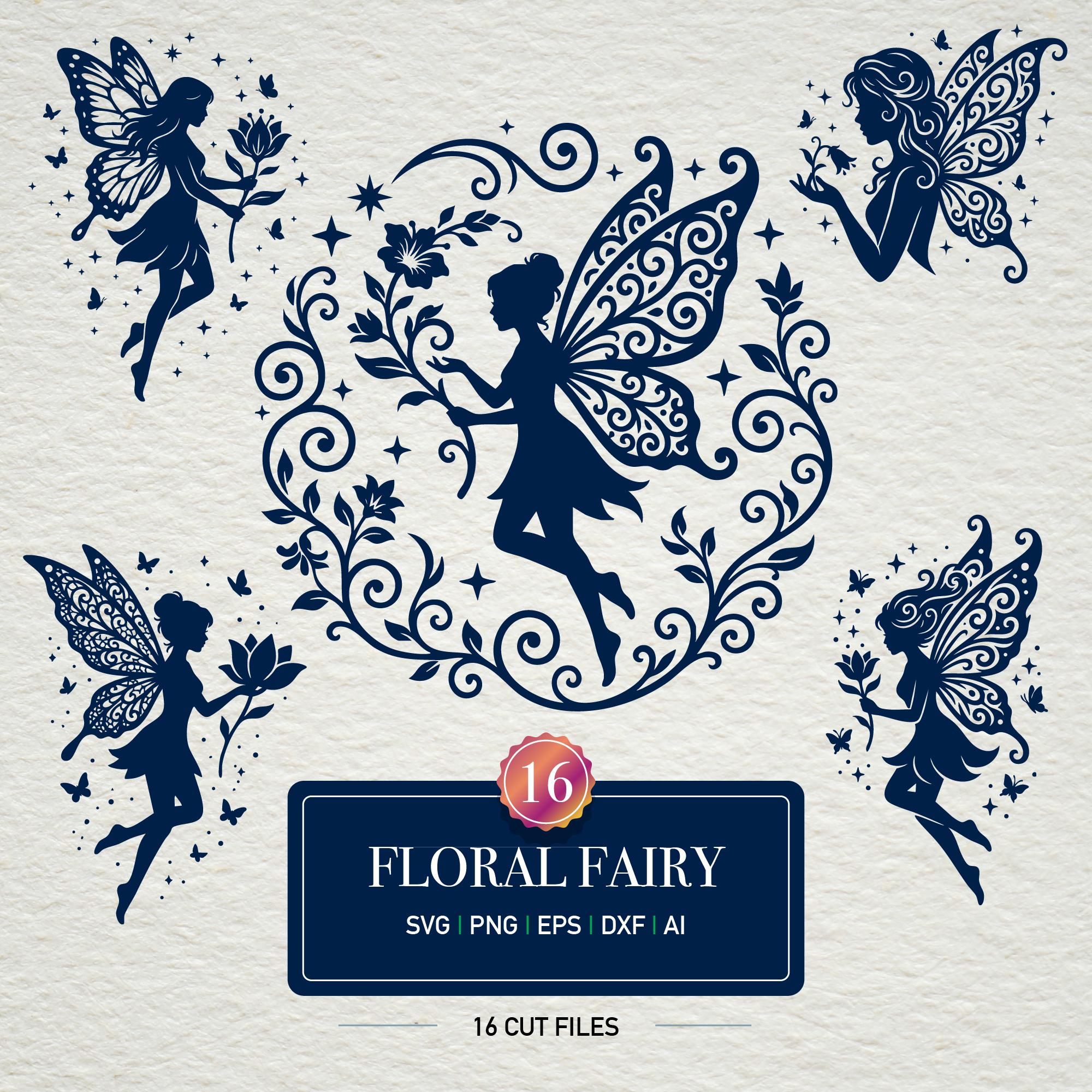 Floral Fairy SVG Bundle | 16 Silhouette Cut Files, Laser Design - Etsy