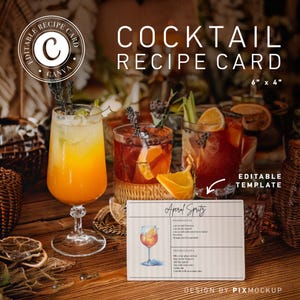Modello di scheda ricetta cocktail, scheda ricetta personalizzata, scheda ricetta drink bar, scheda ricetta modificabile, scheda ricetta stampabile, scheda ricetta