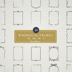 50 handgezeichnete Rahmen SVG gewellt Kringel Einladung Rahmen Doodles Hochzeit Clipart Bogen Borders Squiggle Border Brauteinladungen
