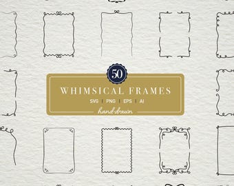 50 Whimsical Hand-drawn Frames SVG Wavy Squiggle Invitation Frame Doodles Wedding Clipart Bow Borders Squiggle Border Bridal Invites