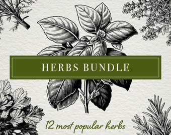 Vintage Kitchen Herbs SVG Bundle: Farmhouse Clipart (Digital Download)