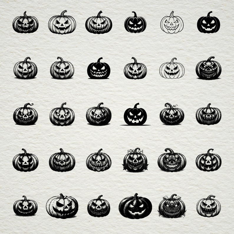 Halloween Pumpkin SVG Bundle: Jack O' Lantern Cut Files (digital ...