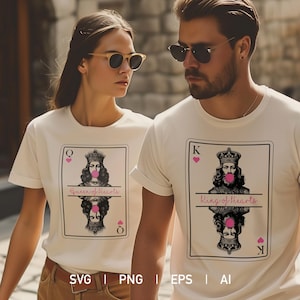 Herzkönigin und Herzkönigin Personalisierte SVG Valentinstag Kundenspezifisches Sweatshirt Geschenk SVG Valentinstag png Vintage Spielkarte Rosa Cricut geschnitten Datei