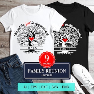 Family Reunion Tree SVG Bundle – 9 Quotes, Custom Name Space, Perfect for Cricut & T-Shirts – Instant Digital Download Family Reunion Shirt