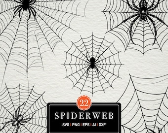 Spiderweb SVG Bundle: 20 Halloween Web Designs (Digital Download)