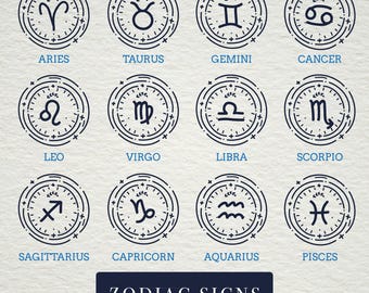 Ensemble SVG signes du zodiaque : Astrologie, fichiers découpés pour Cricut et Silhouette (téléchargement numérique)