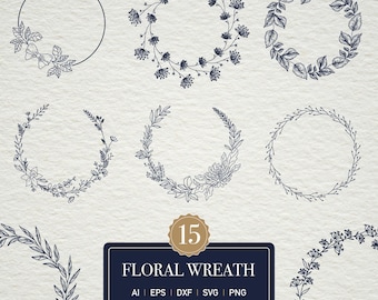 Floral Wreath SVG Bundle | Hand-Drawn Botanical Frames