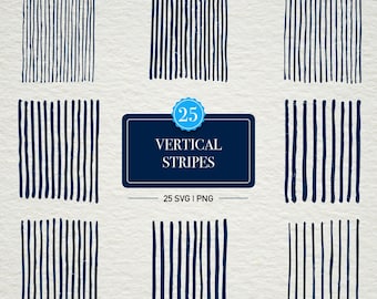25 Hand Drawn Vertical Stripe SVGs | Minimalist Line Pattern Clipart (Digital Download)
