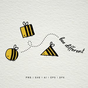 Abeja Diferentes diseños de dibujos animados de abejas de miel SVG Envoltura de vaso Sublimación SVG Archivo de corte Cricut caprichoso lindo abeja clipart PNG Descarga instantánea