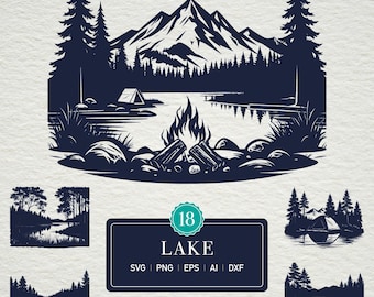Lake Scene SVG Bundle: Nature Landscape Cut Files for Cricut & Silhouette