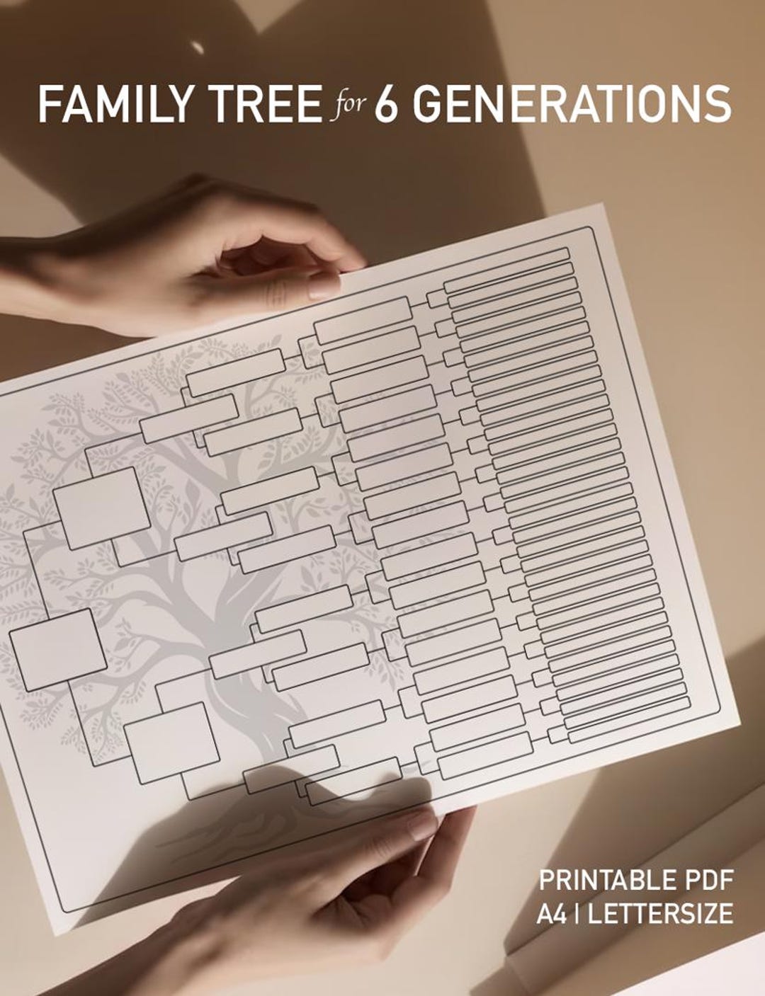 Six Generation Chart.pdf 6-generation Family Tree Chart | Genealogy Worksheet (PDF, A4 & Letter ...