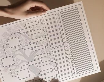 Árbol genealógico de 6 generaciones / Hoja de trabajo de genealogía (PDF, A4 y carta)