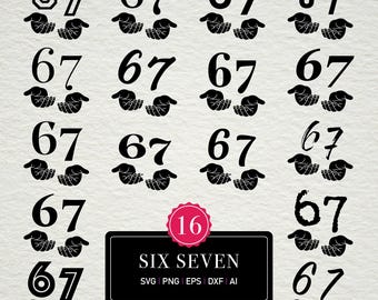 6 7 Hands Meme Bundle SVG PNG DXF, Funny Viral Design (Digital Download)