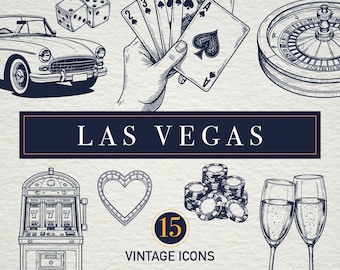 Vintage Las Vegas Graphics Bundle: Retro Casino Illustrations (SVG, PNG)