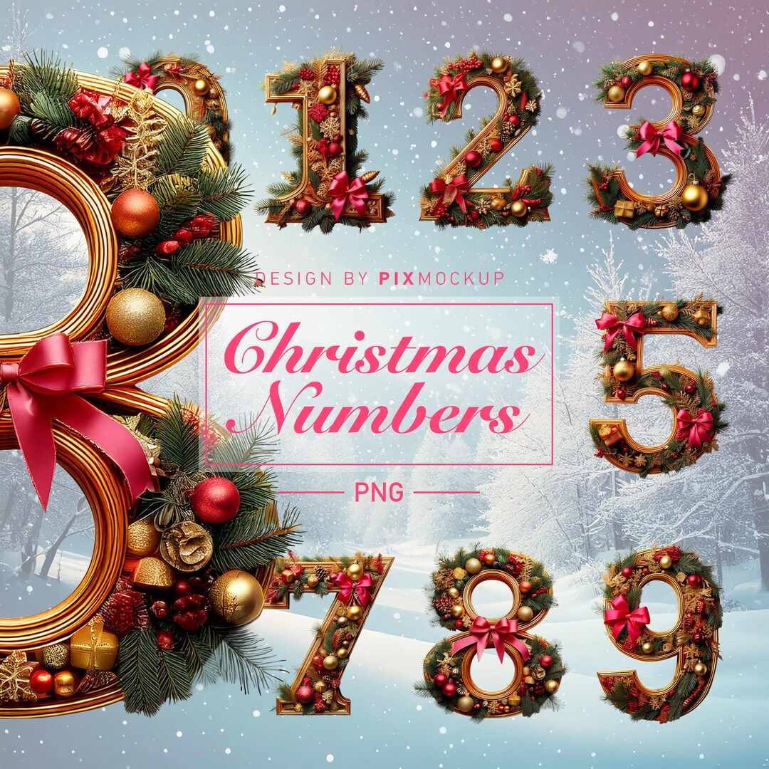 Christmas Ornament Numbers: Festive PNG Font (digital Download) - Etsy