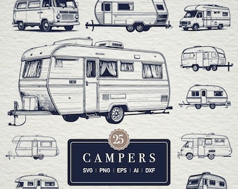 Camper SVG Bundle: 25 Camping & RV Designs (Digital Download)