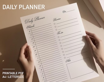 Minimalistischer Tagesplaner Printable | Stundenplan, To-Do Liste (PDF)