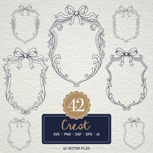 花の紋章フレームバンドル • 42 種類のヴィンテージ SVG PNG クリップアート