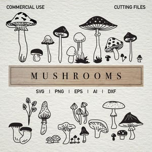 Mushrooms SVG Bundle SVG Cut Files for Cricut Home Decor PNG Digital Download Coquette Aesthetic Mushroom Sketch Silhouette Instant Download